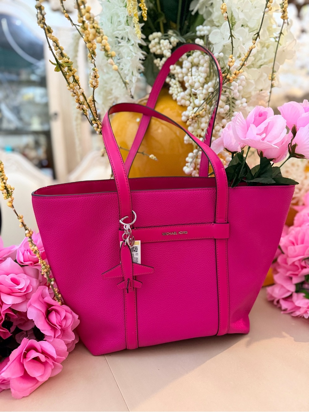 Michael Kors Hot Pink Leather Tote
